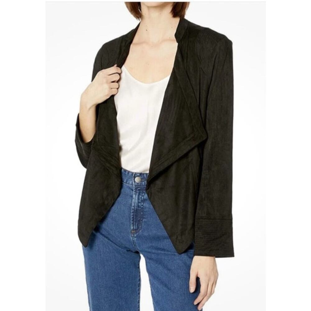 Jack By BB Dakota Big City Nights Black Open Blazer Jacket Faux Suede Medium